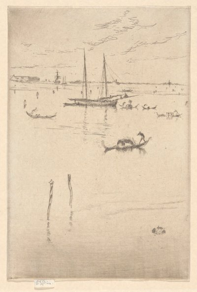 A Pequena Lagoa, do Primeiro Conjunto de Veneza (Veneza, Uma Série de Doze Gravuras) de James Abbott McNeill Whistler