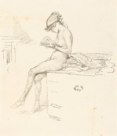 A pequena modelo nua, a ler de James McNeill Whistler
