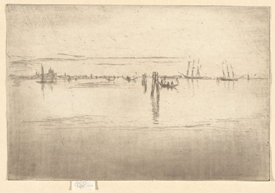 A Longa Lagoa, do Segundo Conjunto de Veneza (um conjunto de vinte e seis gravuras) de James Abbott McNeill Whistler