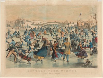 Central Park, inverno: a lagoa de patinação. de James Merritt Ives