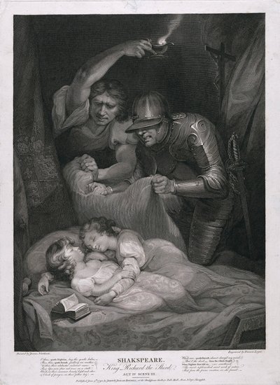 Rei Ricardo III: Ato IV, Cena III O Assassinato dos Príncipes no pub da Torre. 1790. de James Northcote