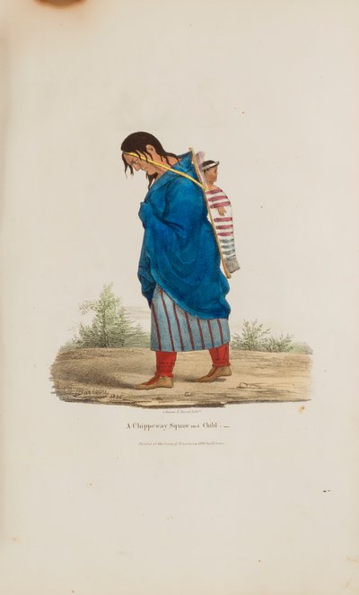 Uma mulher e uma criança Chippeway, de The Aboriginal Portfolio de James Otto Lewis