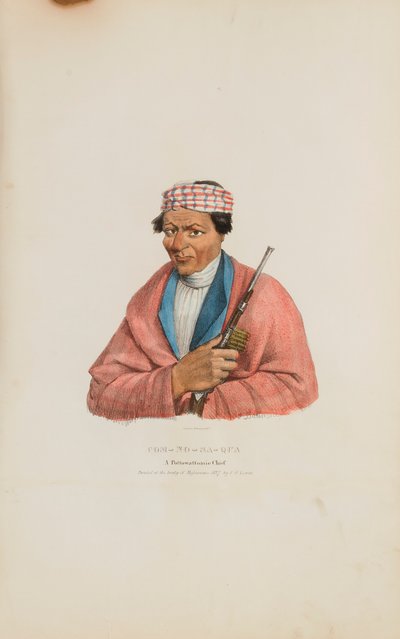 CAN-NO-SA-QUA; Um chefe Pottowattomie, de The Aboriginal Portfolio de James Otto Lewis