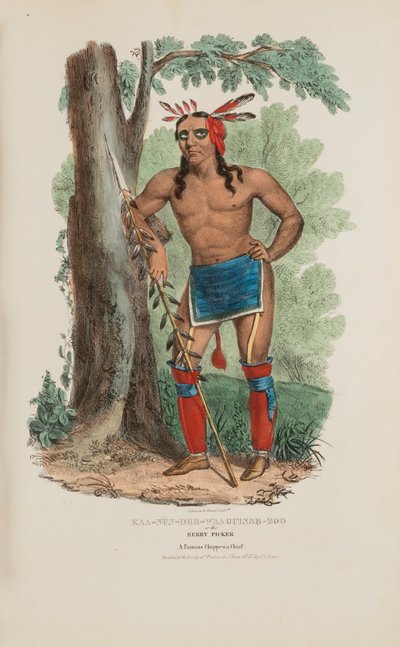 KAA-NUN-DER-WAAGUINSE-ZOO ou o apanhador de bagas; um famoso chefe Chippewa, de The Aboriginal Portfolio de James Otto Lewis