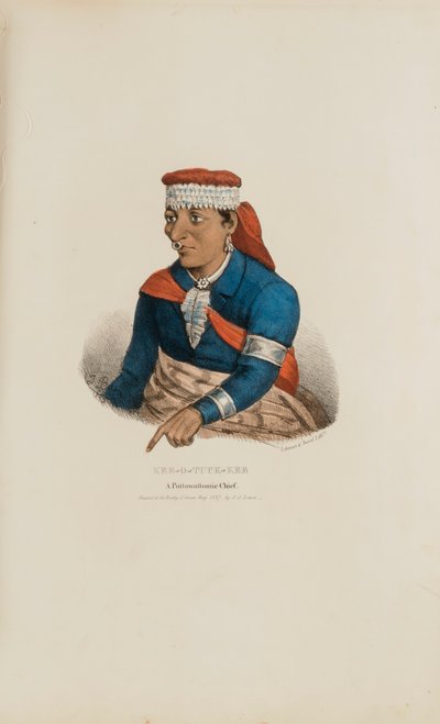 KEE-O-TUCK-KEE; Um chefe de Pottowattomie, de The Aboriginal Portfolio de James Otto Lewis