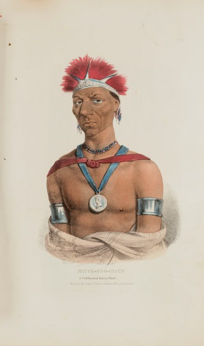 MAUCK-COOMAUN; Um célebre chefe Ioway, de The Aboriginal Portfolio de James Otto Lewis