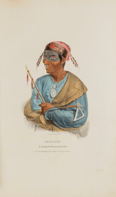 ME-NO-QUET; Um Chefe Distinto de Pottowattomie, de The Aboriginal Portfolio de James Otto Lewis