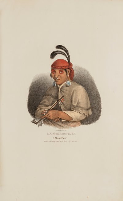 NA-SHE-MUNG-GA, um chefe de Miami, de The Aboriginal Portfolio de James Otto Lewis