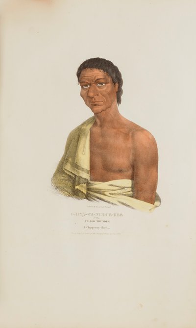 O-HYA-WA-NIM-CE-KEE ou o Trovão Amarelo; um chefe Chippeway, de The Aboriginal Portfolio de James Otto Lewis