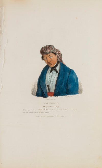 PACHE-E-PO; Um chefe de Pottowattomie, de The Aboriginal Portfolio de James Otto Lewis