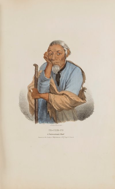 PE-CHE-CO; Um chefe de Pottowattomie, de The Aboriginal Portfolio de James Otto Lewis