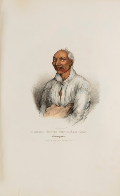SHOUNK-CHUNK, o Lobo Negro; Um Chefe Winnebago, de The Aboriginal Portfolio de James Otto Lewis