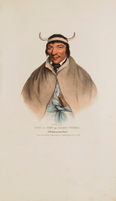 SUN-A-GET ou Tempos Difíceis; Um Chefe Pottawatomie, de The Aboriginal Portfolio de James Otto Lewis