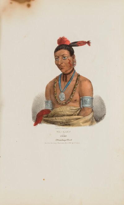 WA-KAUN ou a Cobra; um chefe Winnebago, de The Aboriginal Portfolio de James Otto Lewis