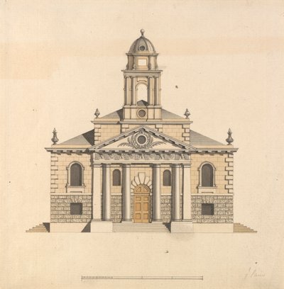 Desenho para uma Igreja: Elevação da Frente Oeste de James Paine