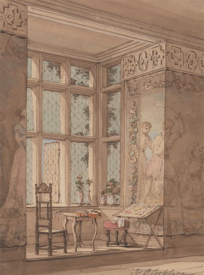 Sala de fantochada em mansão gótica de James Pattison Cockburn