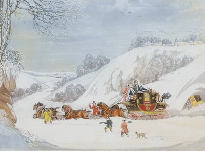 Um correio na neve profunda, gravado por George Hunt de James Pollard