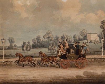 Cambridge Coach (gravura colorida) de James Pollard