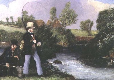 Cena de pesca (óleo a bordo) de James Pollard