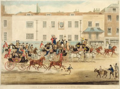 Correspondências do país norte no Peakcock, Islington, 1838 de James Pollard