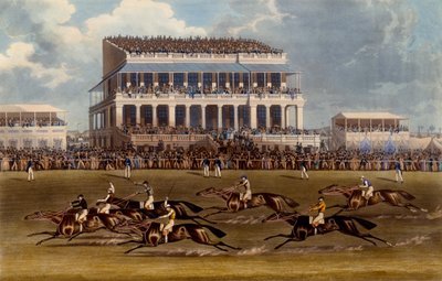 The Grand Stand em Epsom Races, estampa feita por Charles Hunt, 1836 (aquatint) de James Pollard