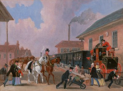 O Correio Real de Louth-London viajando de trem de Peterborough East, Northamptonshire de James Pollard