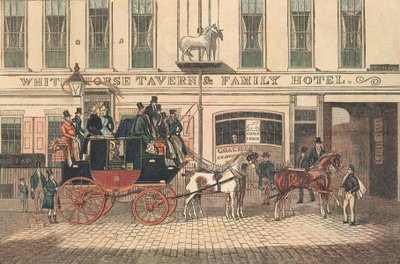 Taverna de cavalo branco e Hotel, Fetter Lane, Londres de James Pollard