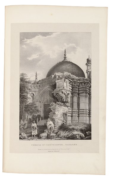 Templo de Vishweshwur, Benares 1831-33 (litografia) de James Prinsep