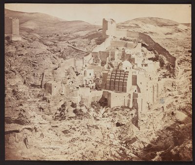 «Convento de Mar Saba. 1857» [A Grande Lavra de São Sabas, conhecida em árabe como Mar Saba - um mosteiro ortodoxo situado no vale do Cédron, na Cisjordânia, a leste de Belém] de James Robertson