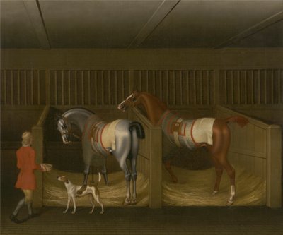 Os Estábulos e Dois Cavalos Famosos de Corrida pertencentes a Sua Graça, o Duque de Bolton de James Seymour