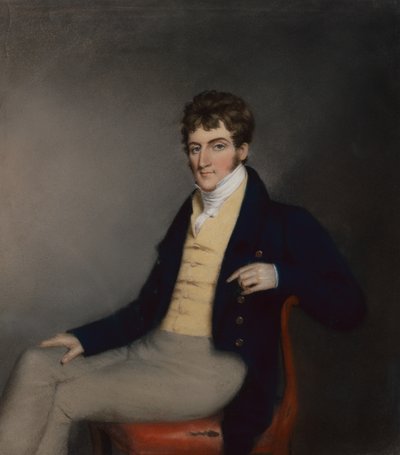 Retrato de um cavalheiro de colete amarelo, c.1795 (pastel sobre papel) de James Sharples