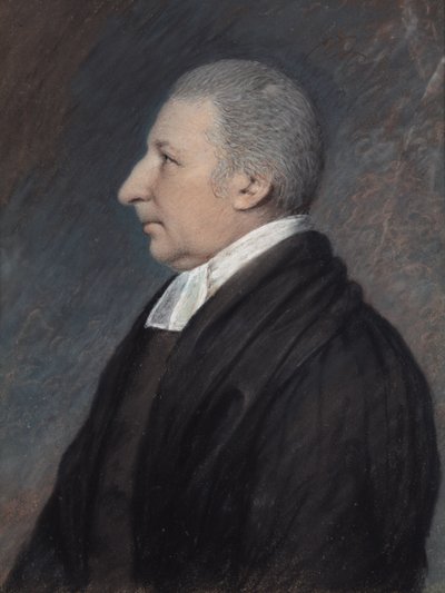 O Rev. Rowland Hill (pastel sobre papel cinzento) de James Sharples