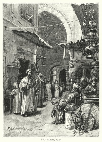 Brass Bazaar, Cairo (gravura) de James Shaw Crompton