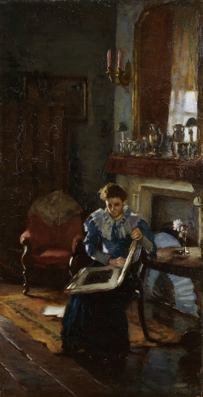 A Dublin Interior, c.1915-20 (óleo sobre tela) de James Sinton Sleator