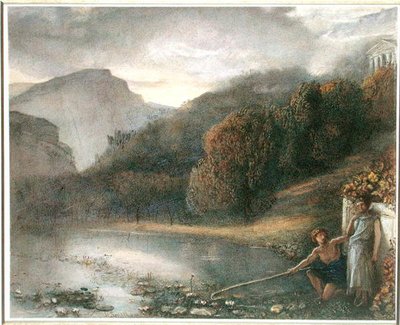 Paisagem com Templo e Figuras Pastorais (aguarela sobre papel) de James Smetham