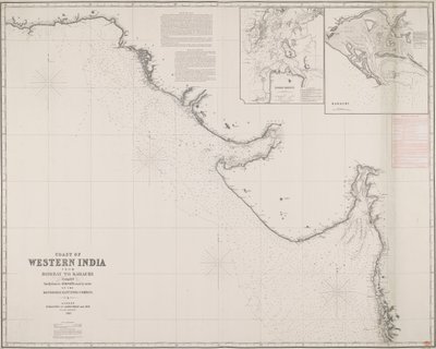 Coast of Western India from Bombay to Karachi (Costa da Índia Ocidental de Bombaim a Carachi), compilado principalmente a partir dos levantamentos efectuados por ordem da honorável Companhia das Índias Orientais de James & Son Imray