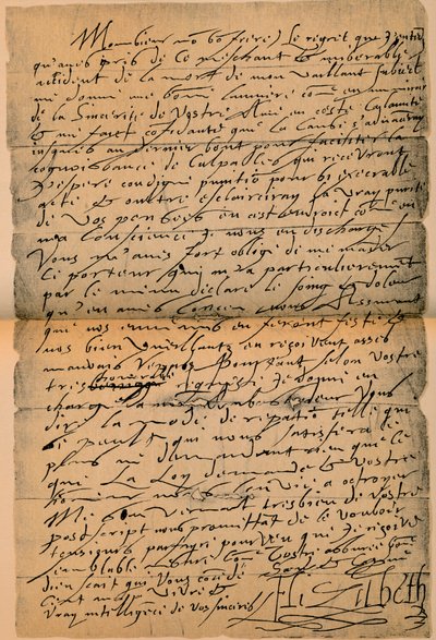 Uma carta da rainha Elizabeth I 1533-1603 ao rei James VI 1566-1625, 1898 de James Stillie