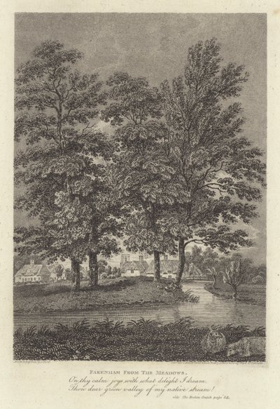 Robert Bloomfield, poeta: Fakenham from the Meadows (gravura) de James Storer