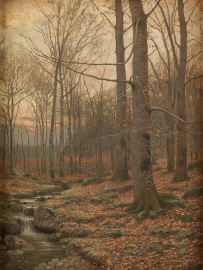 inverno no bosque, Betws-y-Coed (aguarela e cor-de-rosa) de James Thomas Watts