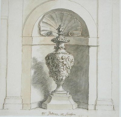Um nicho para o Sr. Portmans House em Sherborne (caneta, tinta e marrom no papel) de James Thornhill