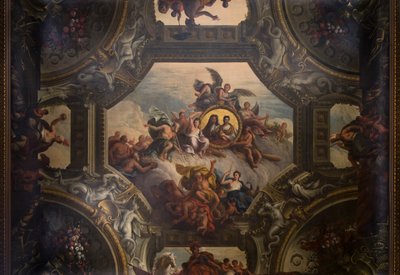 Teto do Salão Superior no Salão Pintado, c.1707-27 (pintura de parede) de James Thornhill