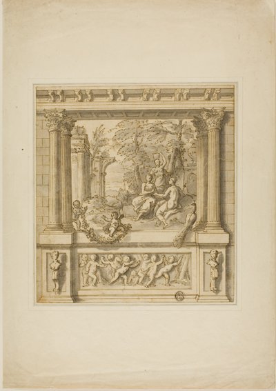 Decoração de parede com história de Egeria e Numa Pompilius de James Thornhill