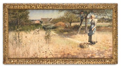 A colheita da maçã, Barbizon (óleo sobre tela) de James Thwaite Irving