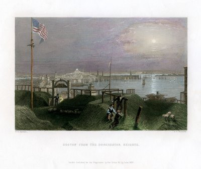 Boston, vista das Dorchester Heights, EUA, 1838. de James Tibbitts Willmore