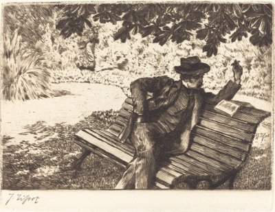 Denoisel Reading in the Garden, 1882. de James Tissot