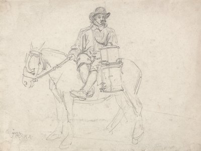 Um trabalhador agrícola a cavalgar de lado, carregando uma urna de James Ward