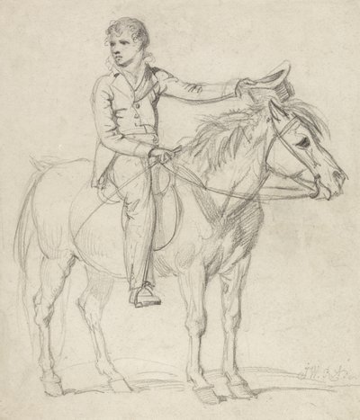 Lord Stanhope (1753-1816) como um menino que monta um pônei (lápis sobre papel) de James Ward