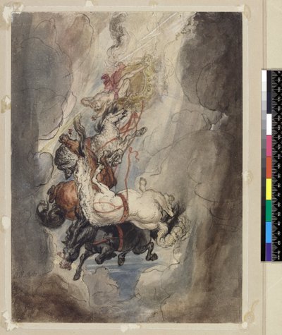 Estudo para a queda de Phaethon, c.1808 (grafite, caneta, tinta e wc) de James Ward