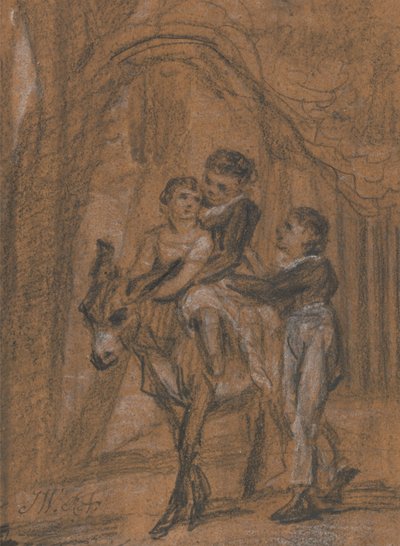Estudo para a pintura a óleo "Os filhos de Theophilus Levitt, Esquire". (Estes eram os filhos de Theophilus Levett de Staffordshire, um patrono frequente de Ward). de James Ward