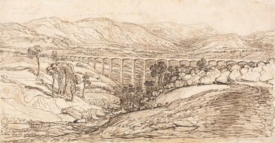 O Vale de Llangollen (caneta e tinta marrom no papel) de James Ward